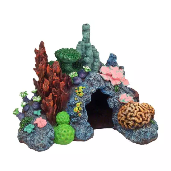 Exotic Environments Caribbean Living Reef Aquarium Ornament, Small , 7-1/2-In...