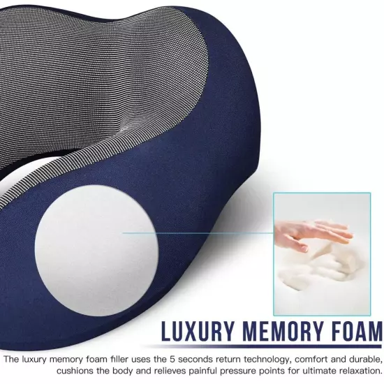 Travel Pillow Luxury Memory Foam Neck & Head Support Pillow Soft Sleeping Rest 