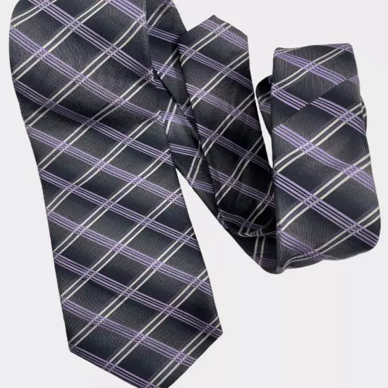 Croft & Barrow Purple Gray Geometric Diamonds Necktie Tie 3.2" x 59"