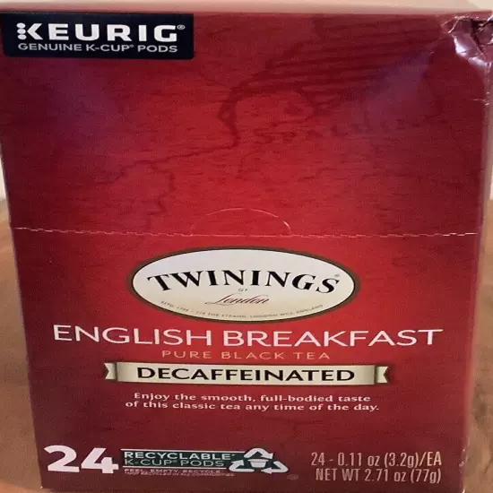 Pure Black Tea, English Breakfast, Decaffeinated, 24 K-Cup Pods, 0.11 oz Keurig