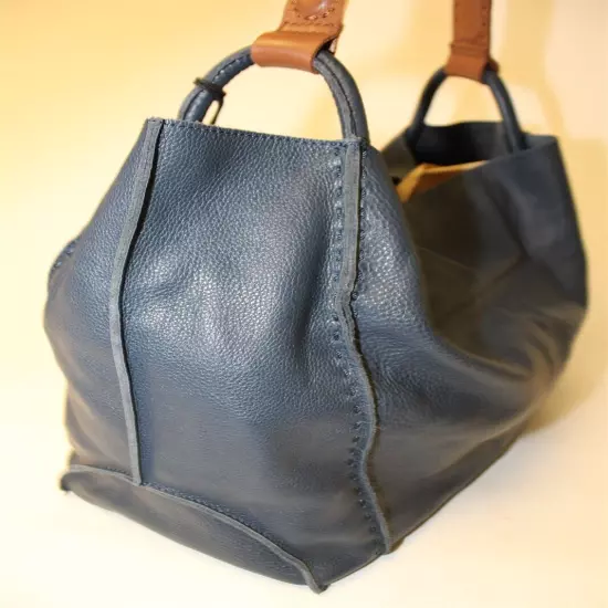 The Sak Los Feliz Large Tote Bag NWD Indigo Blue Unlined Leather Shoulder Purse