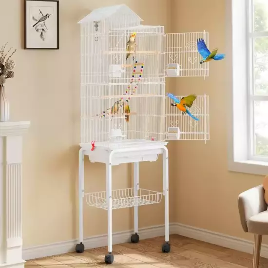 62 inch Metal Bird Cage, Large Parakeet Cages for Parrot, Cockatiel, Lovebird