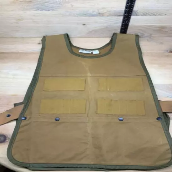 Vintage SAF T BAK Shooters Vest Brown Green Canvas Game Pocket Size XL