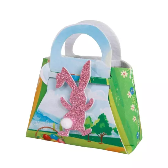 Kids Happy Easter Bunny Treat Bags Craft Gift Bags with Handles Goodie Bags 