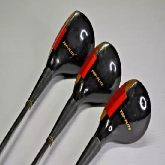 Lot 3 Spaulding Top Flight Wood Steel Shaft 1,3 & 4 Wood Golf Club