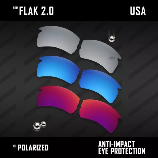 Anti Scratch Polarized Replacement Lenses for-Oakley Flak 2.0 OO9295 Options