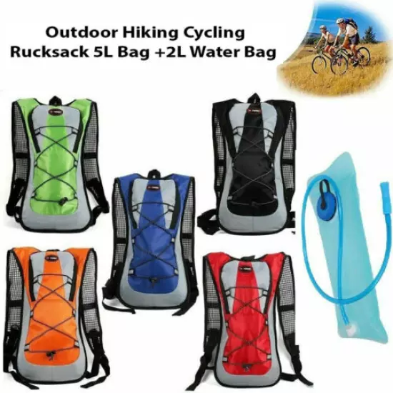 Hiking Camping Cycling Running Hydration Pack Backpack Bag + 2L Water Bladder AT