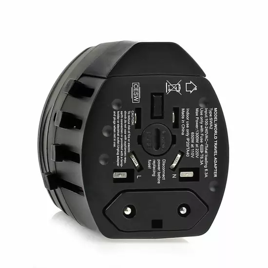 World Wide Travel Adapter UK EU AU US Universal Multi Plugs Charger 2 USB Ports