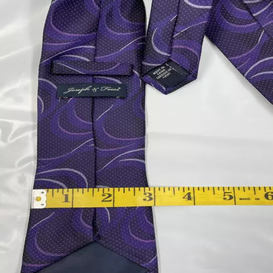 Joseph & Feiss Purple Wavey Abstract Long Necktie Silk Tie 3" x 62"