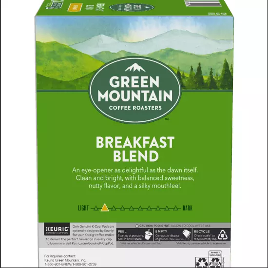 Green Mountain Coffee Single-Serve Coffee K-Cups, Breakfast Blend ,