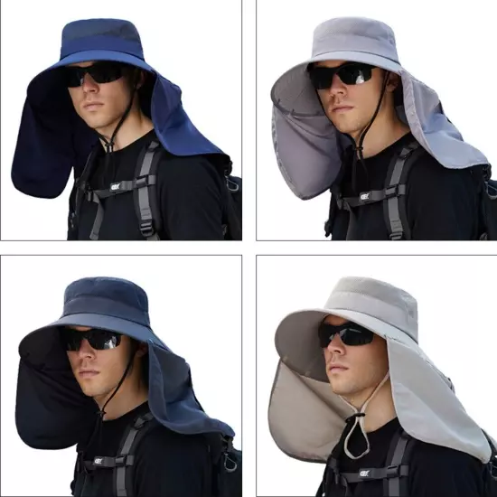 Soft Windproof Trip Sunshower Hat Head Cover Sun Protection Teesar Neck