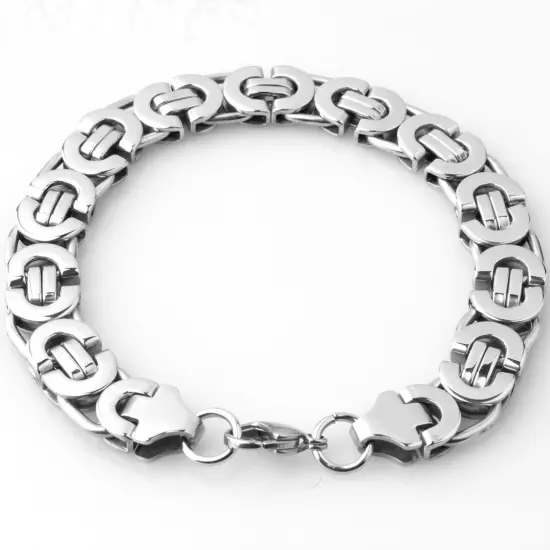 6/8/11mm Silver Gold Black Stainless Steel Mens Womens Byzantine Chain Bracelet