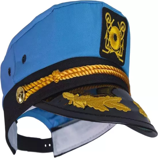 Unisex Captain Sailor Yacht Party Snapback Neon Blue Hat Cosplay Cruises New