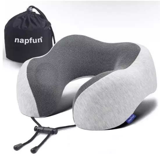 Napfun Neck Pillow for Traveling, Upgraded Travel Neck Pillow for Airplane 100% 