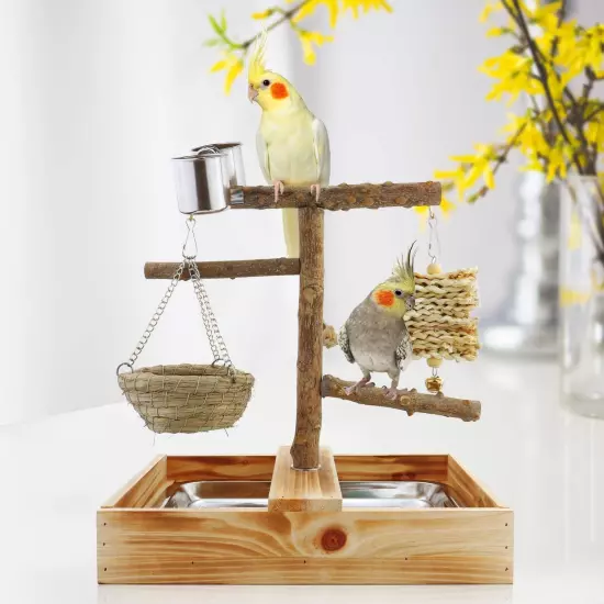 Mogoko Natural Bird Playground Bird Perches, Bird Cage Accessories, Bird Toys...