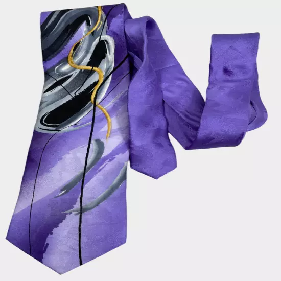 J. Garcia Collection Fifty-Eight Duckworm Alarm Purple Silk Tie Necktie 3" x 56"