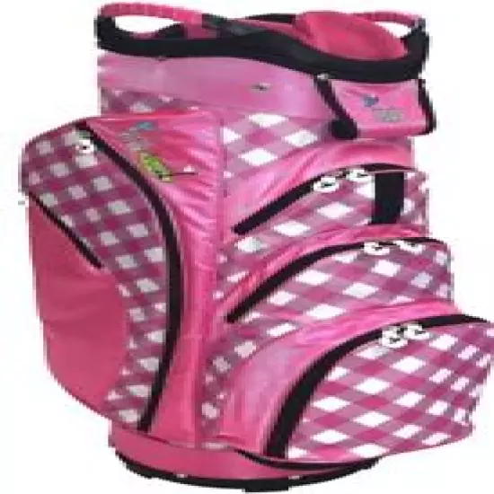 Birdie Babe Checkered Past Pink Womens 14-way Ladies Cart Golf Bag w Cooler