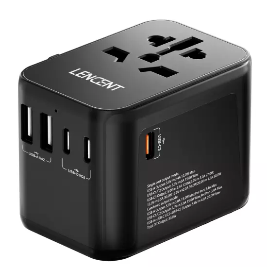 Universal Travel Adapter Worldwide Multi Plug UK EU AU US 3 USB Type C charger