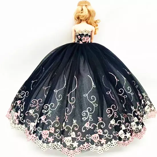 1/6 Doll Clothes Outfits Floral Lace Wedding Dress Gown 11.5" Dolls Accessories