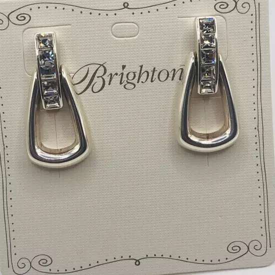 Brighton NWT Spectrum Loop Silver Crystals Post Dangle Earrings. NWTag $58