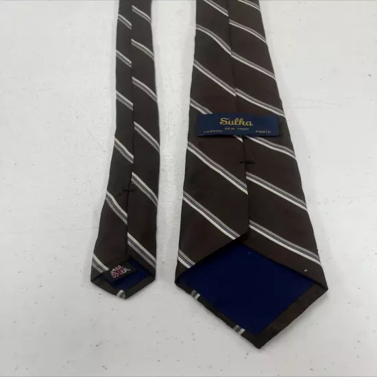 Sulka Men's Brown Striped Silk Neck Tie $395