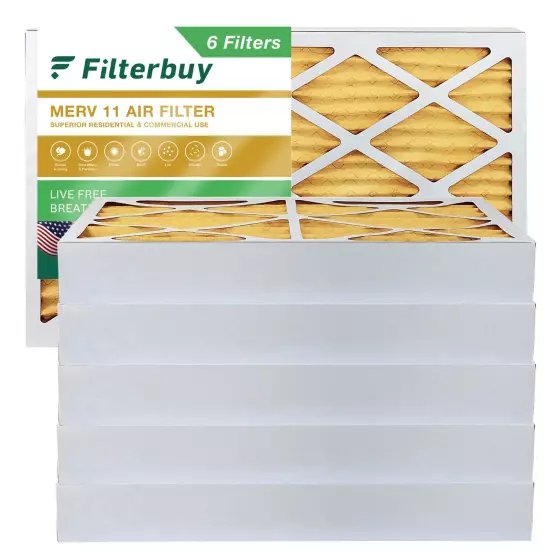 Filterbuy 16x25x4 Pleated Air Filters, Replacement for HVAC AC Furnace (MERV 11)