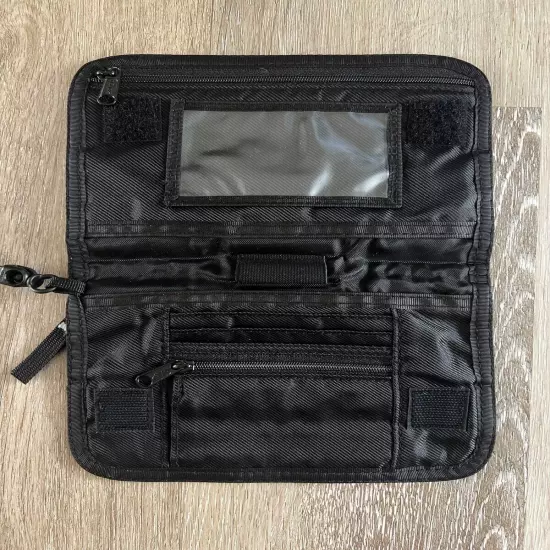 Eddie Bauer Black Connect Travel Wallet Zip Closure Strap