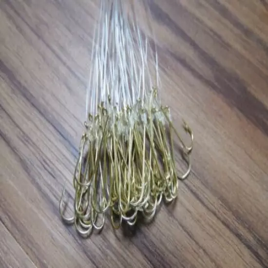 1200 Snelled Bait Fishing Hooks Gold Snells Size 3 Lot 1" Small Leader Wholesale