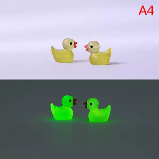 10PCS Mini Luminous Resin Ducks Glow in The Dark Miniature Ornament Tiny Duck Sn