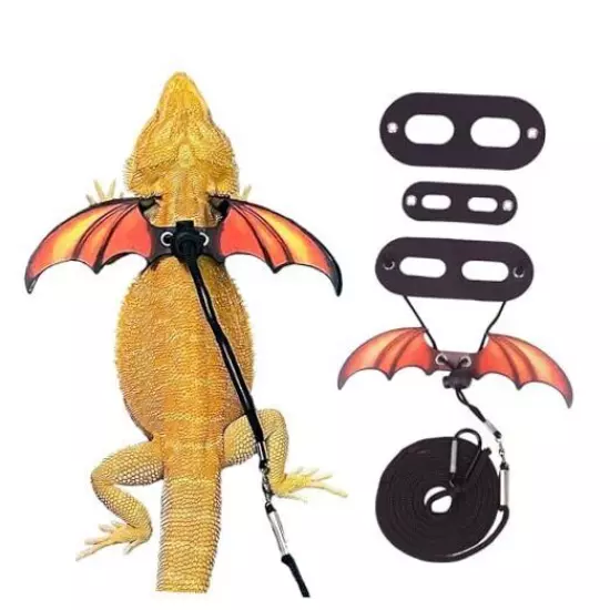  Bearded Dragon Lizard Leash Harness - Adjustable Cool Leather Wing Lizard 