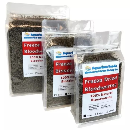 Aquatic Foods Inc. Bloodworms, Grade A Freeze Dried Bloodworms for All Tropic...