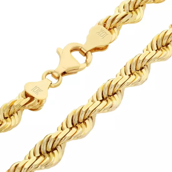 10K Yellow Gold Rope Diamond Cut Mens Chain Bracelet 8" -9" 6mm 7mm 8mm 9mm 10mm