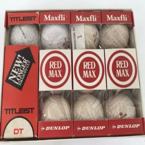 VINTAGE DUNLOP MAXFLI Red MAX GOLF BALLS W/ RED BAG & Titleist DT 12 Dozen