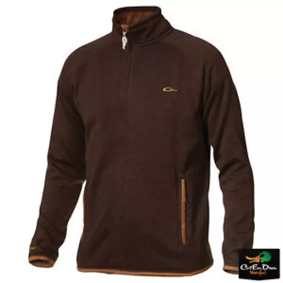 NEW DRAKE WATERFOWL HERITAGE KNITTED FLEECE ¼ ZIP PULLOVER SHIRT BROWN XL