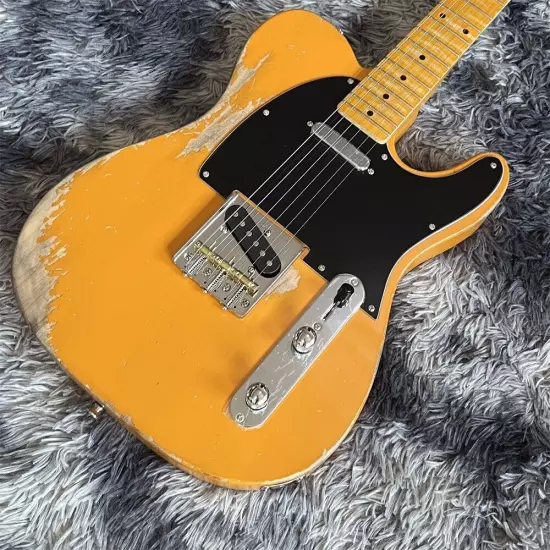 in stock Heavy relic aged orange electric guitar old Telecaster shipping quickly