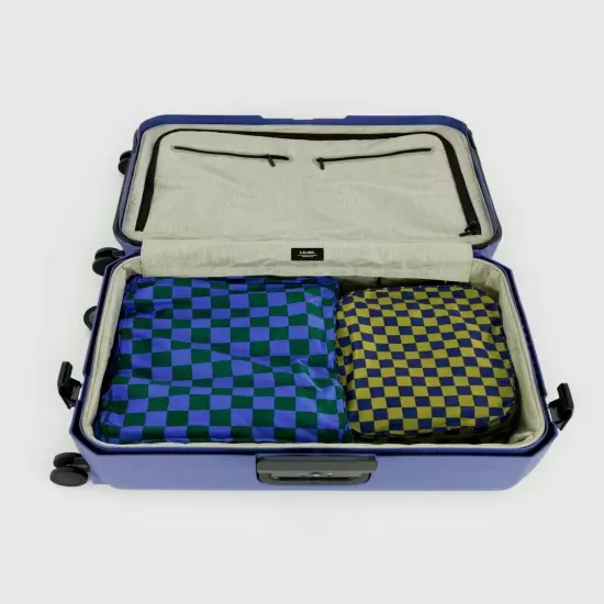 NEW! Baggu *LARGE* PACKING CUBE SET in “Jewel Checks” — Washable Recycled Nylon