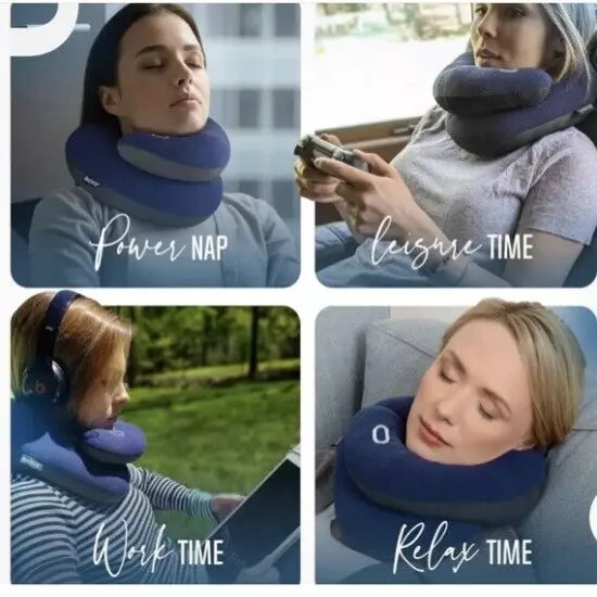 BCOZZY Neck Pillow for Travel Provides 2X Support to the Neck & Chin New Blue XL