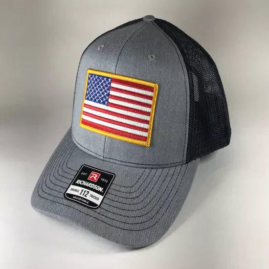 Richardson 112 American Flag 6 Panel Adjustable Snapback Trucker Mesh Hat