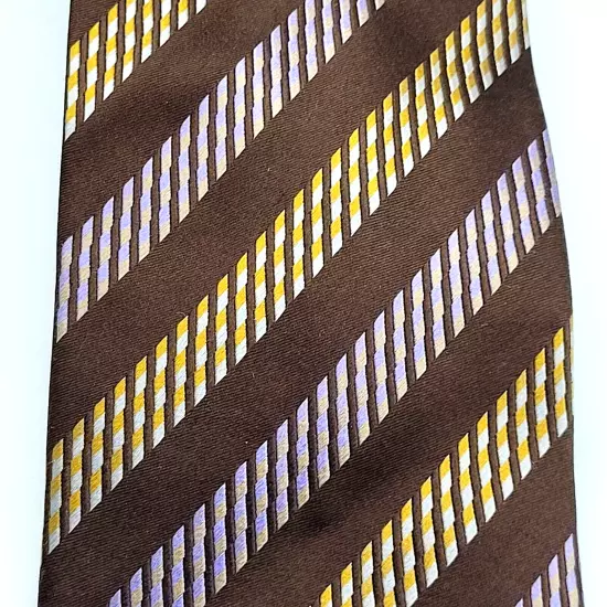 Brown Diagonal Stripe Silk MATTARAZI uomo Handmade Classic Necktie with Tags