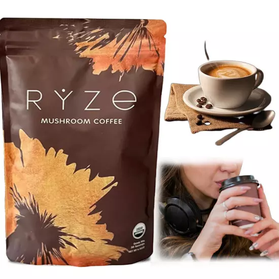 2024 RYZE Mushroom Coffee Organic Coffee 30 Servings in one Pack 180g - No odor&