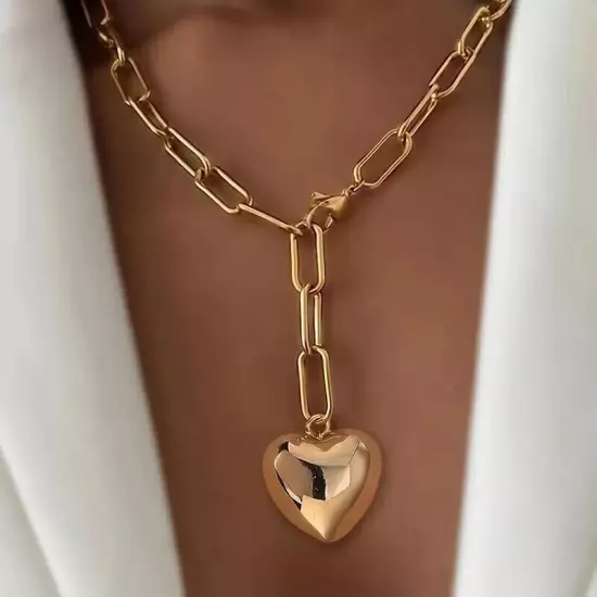 Elegant & Sexy Golden-Tone Stainless Steel Love Heart Pendant