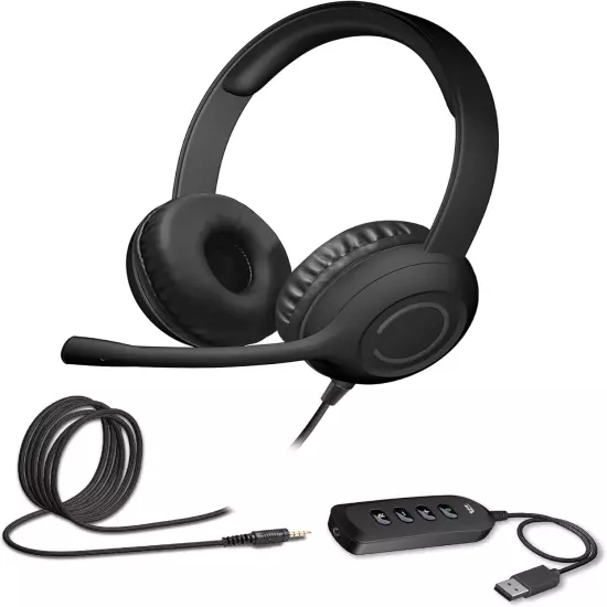 Cyber Acoustics Stereo Headset AC-5812 with USB or 3.5mm Connection, USB Control