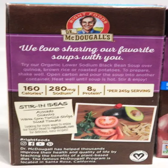 Dr. Mcdougall's Organic Black Bean Lower Sodium Soup Case Of 6 18 Oz