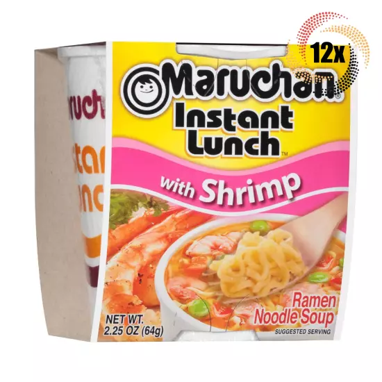 12x Cups Maruchan Instant Lunch Shrimp Flavor Ramen Noodle Soup | 2.25oz