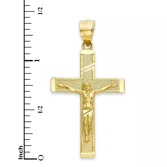 Solid Gold Cross Pendant, 10 or 14k, Crucifix Pendant Religious Jewelry For Men