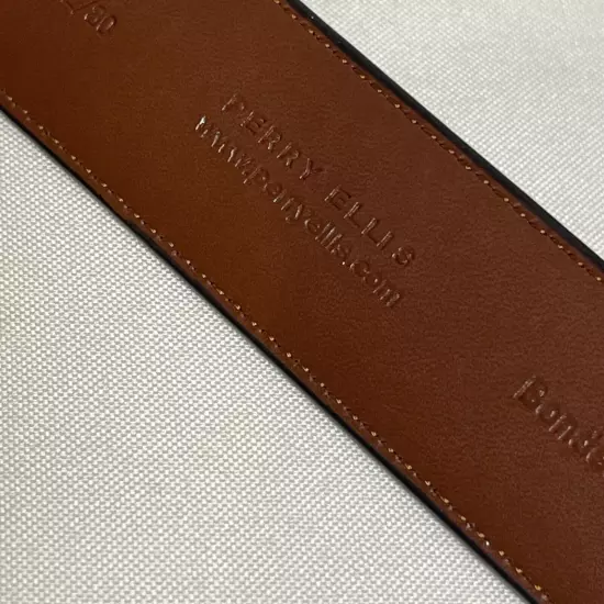 New NWOT Perry Ellis Portfolio Size 36/90 Brown Full Grain Cowhide Leather Belt