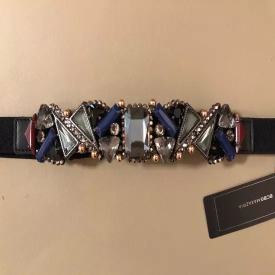 BCBG MAXAZRIA MULTI GEM STONE ELASTIC WAIST BELT