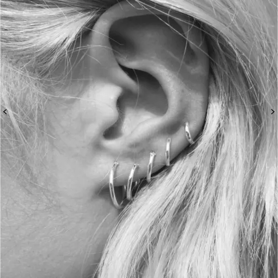 925 Sterling Silver Solid Classic Hoop Ring Earrings Lip Ear Nose Body Piercing