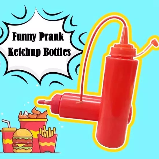 Funny Prank Ketchup Bottles Practical Jokes TomatoSauce Mustard 2024 K0J0