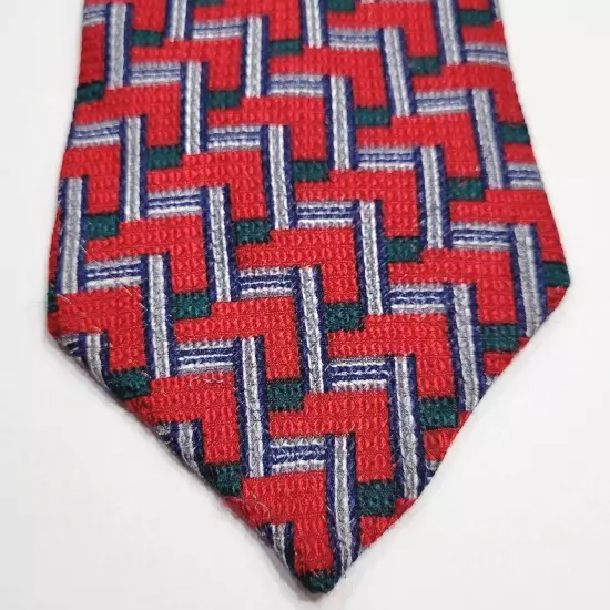 Spauldings Chicago Red Green Blue Stair Pattern Professional SILK 1980s Necktie